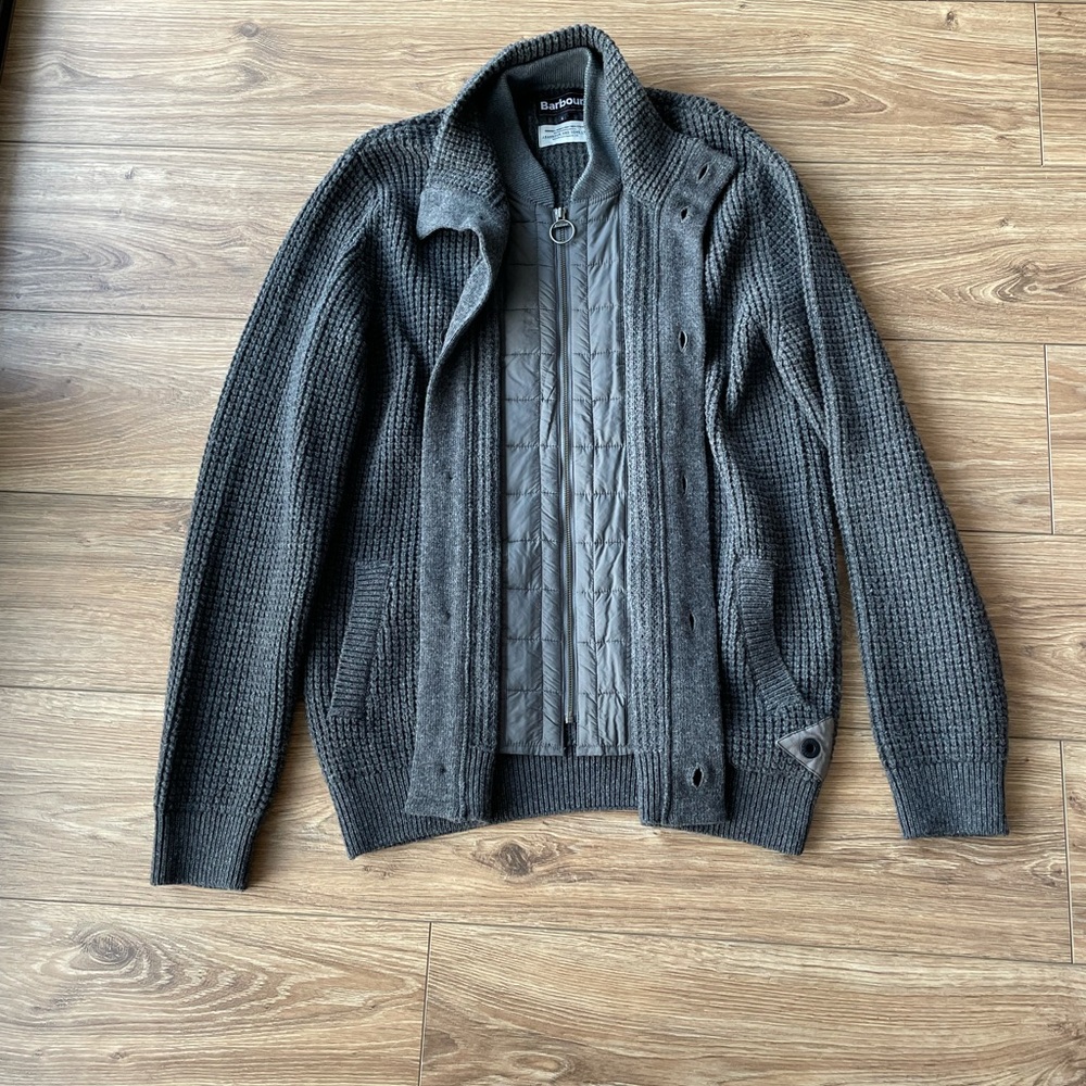 Barbour 100% wool layered sweater jacket